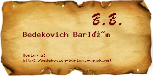 Bedekovich Barlám névjegykártya